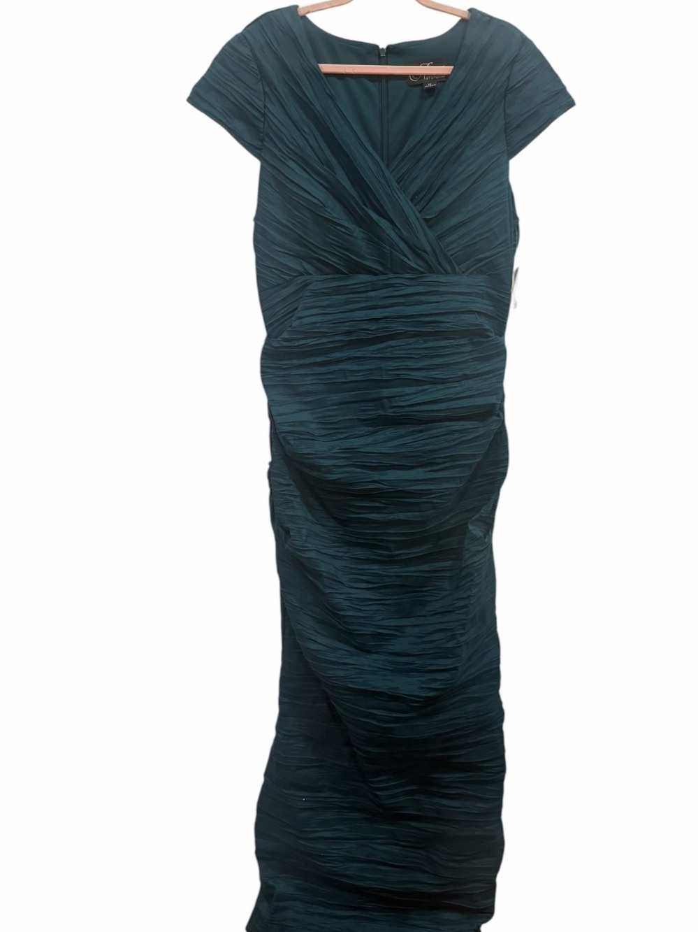 Alex Evenings Women's Crinkle Stretch Taffeta Mermaid Gown Green size 8 NWT - Picture 7 of 10